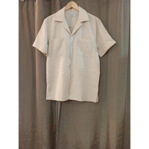 Men's Mojito Collection Embroidered Tan Short Sleeve Shirt With Pockets Medium